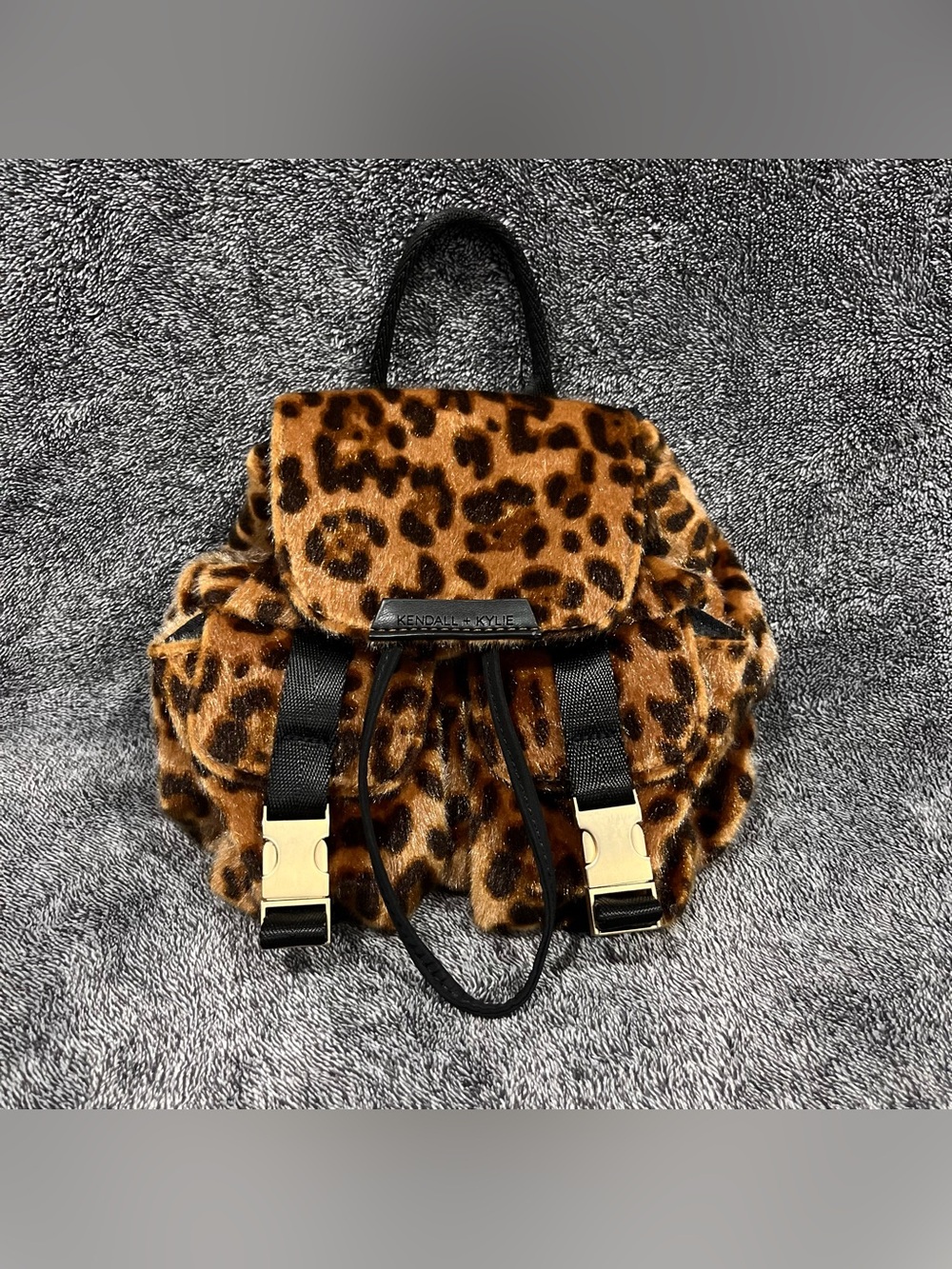 Kendall + Kylie Poppy Mini Backpack in Leopard Print Faux Fur